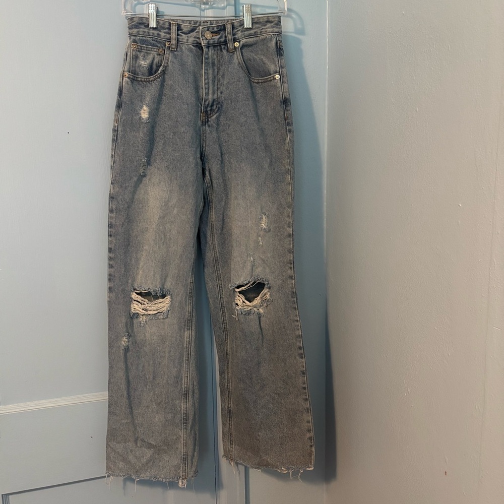 SHEIN Light Blue Distressed Denim